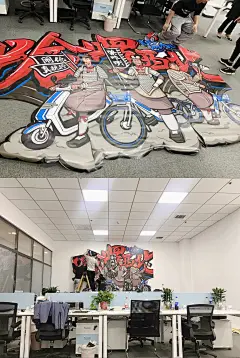 哈啰出行_西北大区_办公室涂鸦墙设计_190418（实物上墙啦）