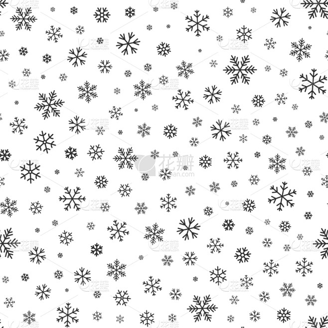 冬天,雪花,雪,四方连续纹样,线条,可爱...