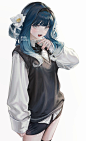 渐变头发 衣服褶皱 学院风
