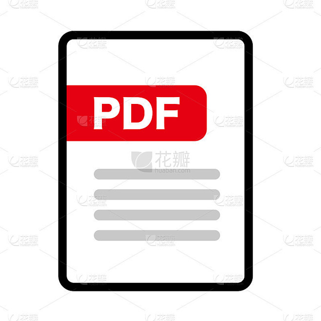 简单的PDF文件图标。平面向量。