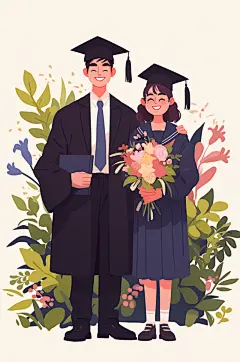 AI数字艺术手绘毕业季学生人物插画-众图网