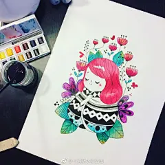 手绘小清新插画~~俏皮又可爱~ 
ins：martuka_art ​​​​ via @ins插画 ​​​​