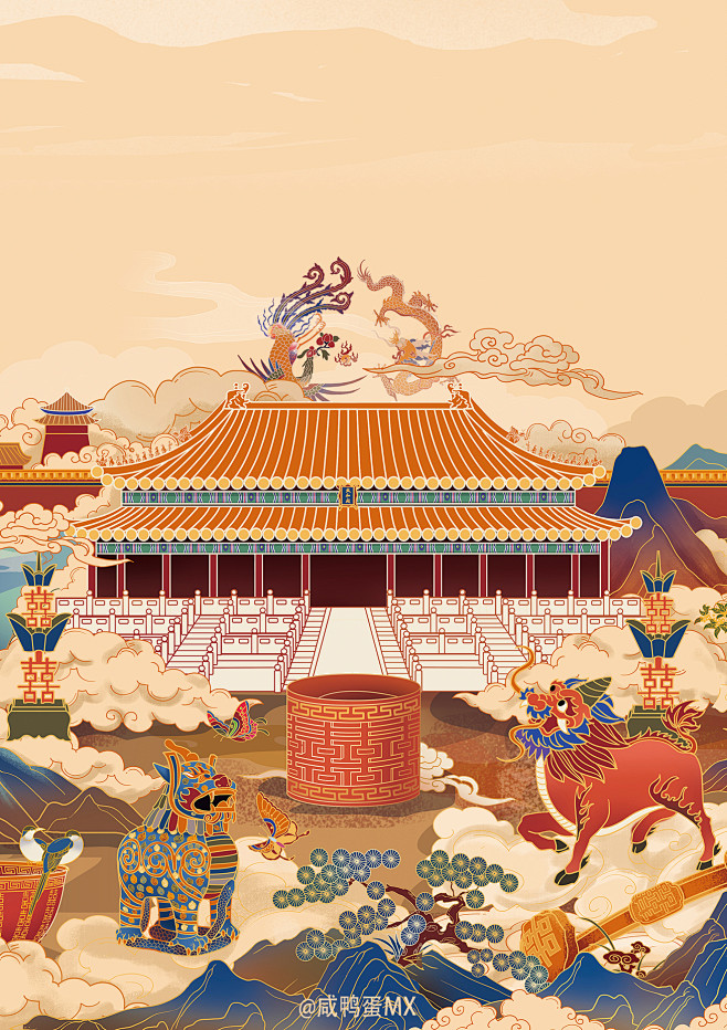 周生生|故宫宫廷文化KV主视觉插画中国风...