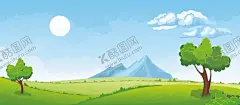 蓝天草地 【酷图网】扁平风,插画,主题背景矢量,插画设计,插画素材,美景插画,景观插画,风格插画,卡通树木,风景画,风景,卡通风景插画,手绘风景画,插画风景,美丽背景,风景海报,蓝天白云,田园风光,绿色背景,自然风景画,草地风景画,大自然绿草地,草地绿地风景,绿地天空,简约背景,小清新绿色,花树