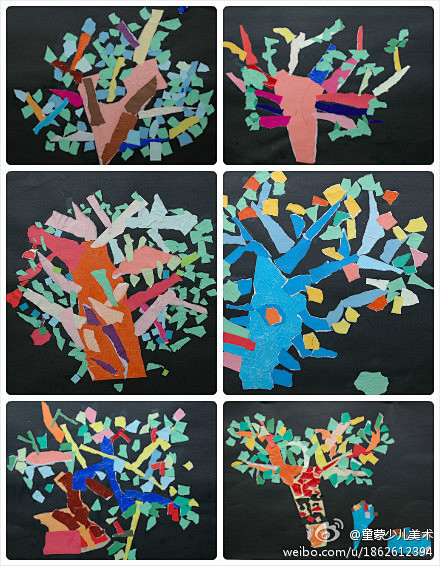 手撕贴画之大树45岁的小家伙们做d