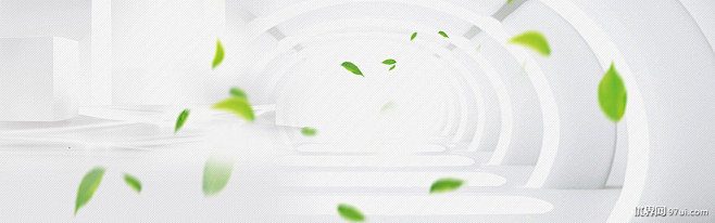 白色叶子背景图banner