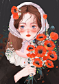 油画风少女插画系列_张小慈__插画师作品_涂鸦王国gracg.com