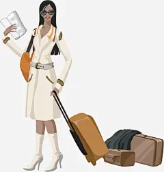 矢量手绘拉行李箱的女孩ai免抠素材_新图网 https://ixintu.com 矢量 手绘 拉行李箱的女孩 旅游