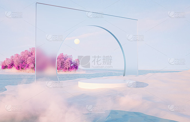 摘要冬季圣诞景观场景背景与产品展台。