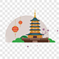 扁平化亭子漂浮元素PNG图片➤来自 PNG搜索网 pngss.com 免费免扣png素材下载！