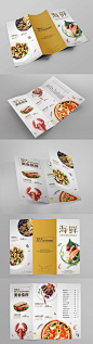 [原创]餐饮美食海鲜三折页设计菜单单页西餐PSD模板素材324