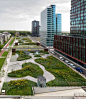 Project: Mandelapark   Designer: Karres en Brands Landscape Architecture  Location: Almere, The Netherlands    The park is situated on the roof of two four-layered underground parking garages. With its 200 meter length, it’s the largest rooftop park in th