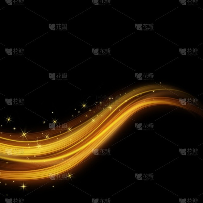 酷炫黄色曲线星光光效元素2