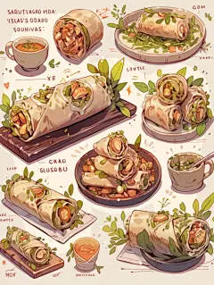 美食手帐插画素材分享-蔬菜卷 - 小红书