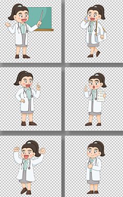 卡通表情包医生医护人物插画元素
