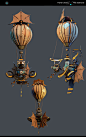 The Seahorse, Yichen Zhang : A little stylized dirigible I've been working on. Rendered in Unreal 4. Inspired in part by my love for Fantasy Balloons, Steampunk, and Ian Mcque's concept art.