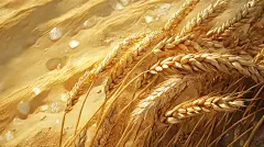自然风光手绘植物手绘麦穗插画金色麦穗