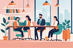 科技金融扁平风商务办公场景插画