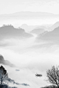 大气简约水墨山水古风背景图