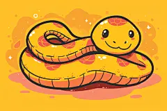 盘旋蛇年蛇年漫画风插画