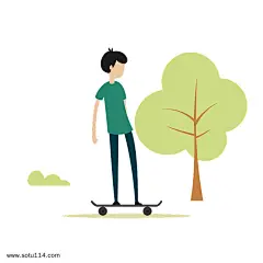 卡通简约运动健身滑板插画图片png免抠元素卡通手绘背景装饰免扣图片