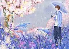 相遇-懒懒灰兔_原创,插画,人物,治愈,唯美
