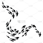 鱼类,海洋,大群动物,组物体,鱼群,矢量,华丽的,环境,丰富,剪影