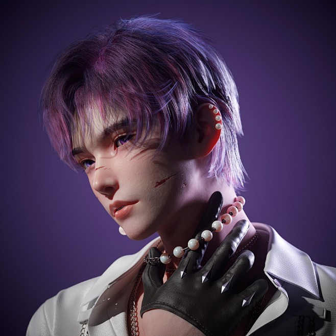 Purple Haired Male-原...