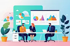 科技金融扁平风商务办公场景插画