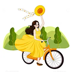 骑车春游小清新手绘插画高清模板免费下载-趣麦麦图