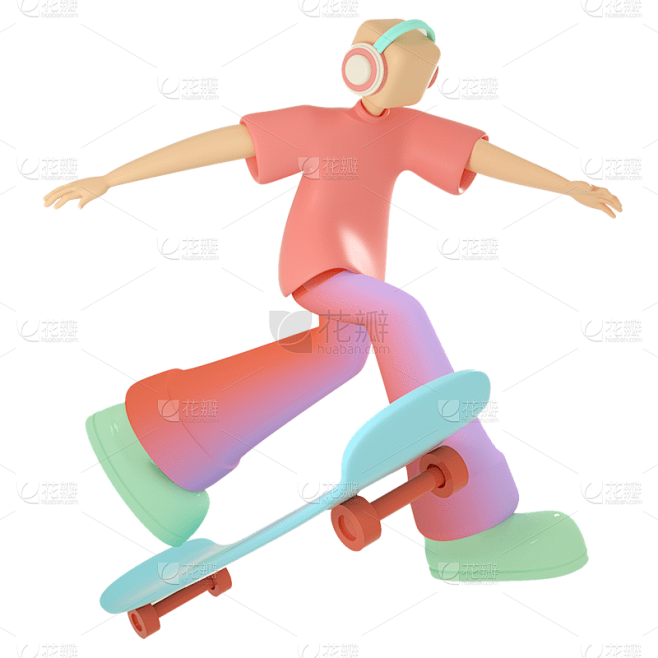 C4D-滑板人物