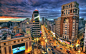 General 2700x1700 road sky clouds sunset lights evening Spain street Madrid cityscape HDR