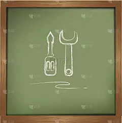 修理黑板背景上的标志，矢量