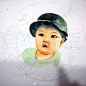 咘咘 bo妞真的是太可爱了~忍不住也画了一个小baby，喜欢吗？
#水彩步骤##水彩过程##水彩人物# ​​​​