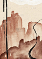 手绘水彩抽象棕色狂欢与黑色线条背景。用于海报，室内，设计，卡片，明信片，打印，模板，婚礼，生日，庆祝