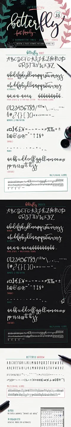 创意手绘水彩花卉/装饰图案/字体设计素材52 Paper&amp;Ink Photoshop Styles #517827-设计元素-美工云(meigongyun.com)