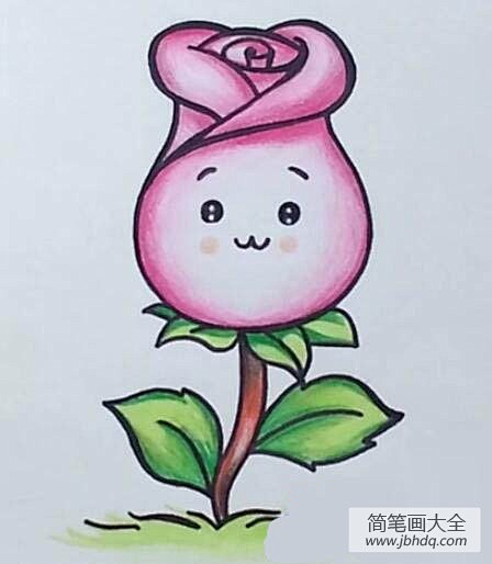 可爱的玫瑰花简笔画步骤