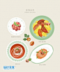 主菜搭配营养膳食烹饪食材美食主题海报手绘插画PSD设计素材