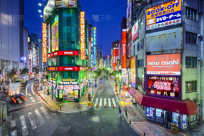 新宿，东京，日本城市夜景素材-花瓣网