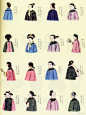 一套有趣的图，光绪晚期北京一带的各式妇女头型，可能是清末周培春一类人所画用于外销的。有旗头汉头，其中两把头和高把头是旗头，其余都是汉民的各式头型。这些图的主要价值是有名称标注（这个图版上的文字标注是现代用电脑字体重新打的）。