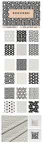 四方连续无缝图案集 Monochrome Seamless Patterns Set_背景_