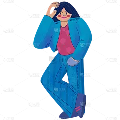 扁平风人物插画-站姿