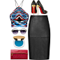 #geometric #colorful #leather #leatherskirt #AlexanderWang #miumiu #gold #christianlouboutin #crystal #sunglasses #watercolor #painting #outfit #halter #haltertop #cutout #edgy #NightOut