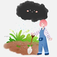 谷雨女孩栽种花草图片大小3583x3583px 图片尺寸7.71 MB 来自PNG搜索网 pngss.com 免费免扣png素材下载！谷雨人物插画#卡通黑色的云#卡通手绘#下雨的天气#植物装饰#