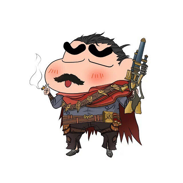 蜡笔小新lol角色小白男枪白底图