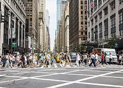 Pedestrians on zebra crossing, New York City