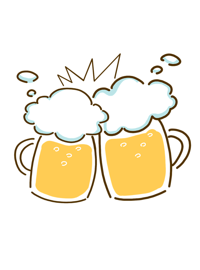 原创卡通手绘啤酒干杯
