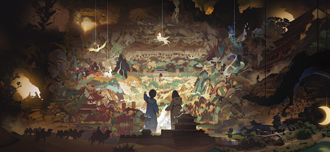 敦煌奇妙夜 奇幻 唯美艺术插画 背景 4...