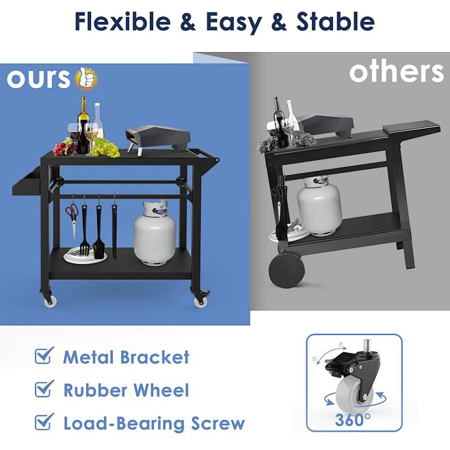 Xilingol Outdoor Grill Cart Pizza Oven Stand, BBQ Prep