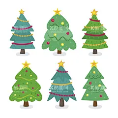 圣诞树卡通  - 源文件下载【酷图网】圣诞树,植物,树木,圣诞节,贺卡装饰,圣诞元素